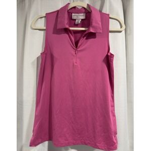 Tommy Bahama Golf Womens Pink Sleeveless Quarter Zip Polo Shirt Small RN 75343